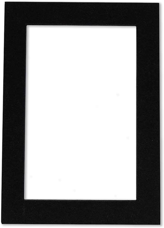 8x10 Mat Bevel Cut for 6x8 Photos - Acid Free Black with Black Core Precut Matboard With Backing Board and Crystal Clear, Self Seal Photo Mat Bag - For Pictures, Photos, Framing - 4-ply Thickness