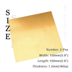 16 Gauge Brass Sheet，H62 Brass Plates Metal 0.047" Thickness x 5.9" Width x 5.9" Lenght, for Models, Crafts, Repairs, Electrical, 2Pcs