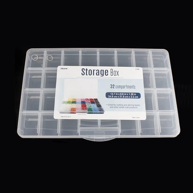 32 Grids Clear Plastic Organizer Box, Craft Storage Container for Beads Organizer, Art DIY, Crafts Jewelry Storage, Fishing Tackles, Rock Collection, 1 Pack
