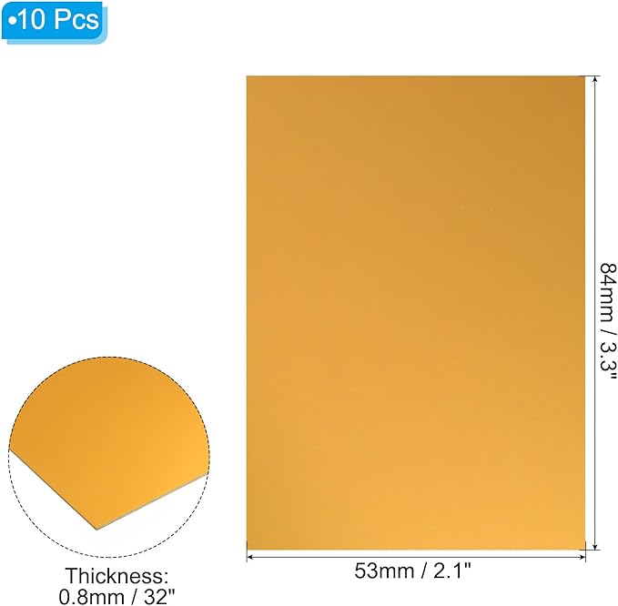 PATIKIL 3.3x2.1x1/32inch Anodized Aluminum Sheet, 10Pcs Metal Rectangle Aluminum Plate 0.8mm Thick Engraving Blanks for Laser Engraving DIY Decorative Crafting Home Decoration, Yellow