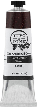 Tusc & Pine Artist Oil Paint - Burnt Umber Warm, 150 ml, Non-Yellowing, Rich & Creamy Consistency, Maximum Pigment Load, Small Batch Milled Oil Paints Made in the USA for Professional Artists