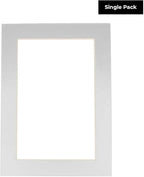 5x7 Mat for 8.5x11 Frame - Precut Mat Board Acid-Free Show Kit with Backing Board, and Clear Bags Metallic Silver 5x7 Photo Matte Made to Fit a 8.5x11 Picture Frame Matboard for Framing, Pack of 1 Mat