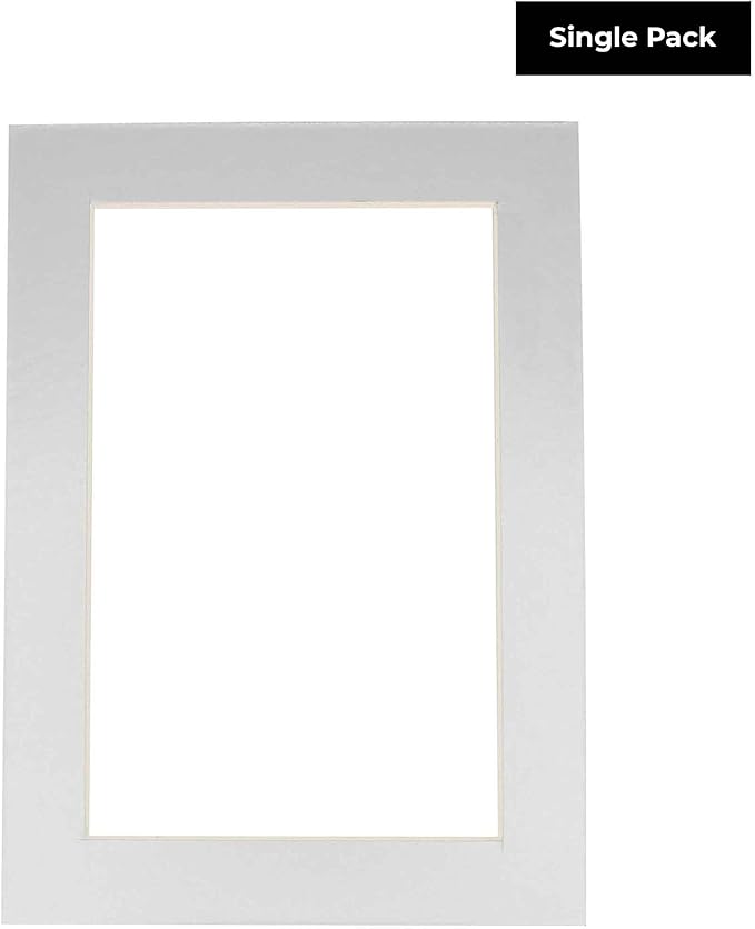 5.5x8.5 Mat for 8.5x11 Frame - Precut Mat Board Acid-Free Metallic Silver 5.5x8.5 Photo Matte for a 8.5x11 Picture Frame, Matboard for Family Photos, Show Kits, Art, Picture Framing, Pack of 1 Mat
