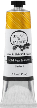 Tusc & Pine Artist Oil Paint - Gold Pearlescent, 150 ml, Non-Yellowing, Rich & Creamy Consistency, Maximum Pigment Load, Small Batch Milled Oil Paints Made in the USA for Professional Artists
