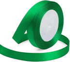 KMER LIFE Green Ribbon 5/8 Inches x 25 Yards Satin Ribbons Perfect for Halloween, Wreath, Corset, Floral, Floral Arrangement, Christmas, Wedding Party Decoration, Bow Making & Other Projects