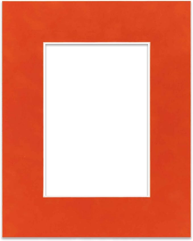 Pack of TEN 11x14 Mats Bevel Cut for 8.5x11 Photos - Acid Free Orange Suede Precut Matboards For Pictures, Photos, Framing - 4-ply Thickness