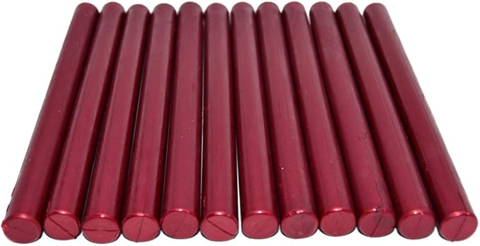 Sealing Wax Rod Sparkles Blood Red for Large Size Glue Gun - Pack of 12