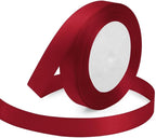 Wine Red Ribbon 5/8 Inches x 25 Yards, Wine Red Satin Fabric Silk Ribbon for Gift Wrapping, Bows Making, Floral Bouquets, Wreaths, DIY Handicrafts, Sewing Projects, Baby Shower and Wedding Party