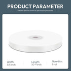 KMER LIFE 3/8" Wide x 50 Yards White Single Faced Polyester Satin Ribbon - Perfect for Wedding Decor, Wreaths, Crafts, Gift Wrapping & Other Projects