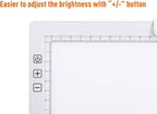 Rechargeable A4 LED Light Pad w/Built-in Riser Stands, 6 Levels of Brightness, Type-c Charging Port, Evenly Illuminated Light Box for Tracing, and Diamond Painting- (White)
