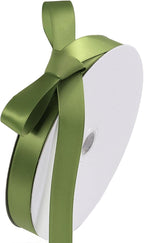 5/8" x 100 Yards Olive Green Polyester Satin Ribbon Single Faced Bulk Fabric Ribbons for Gift Wrapping, Crafting, Bows Making, Sewing, Wedding, Home Decor