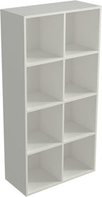 8-Cube Storage Shelf Bookcase - Wooden 4-Tier Floor Standing Open Bookshelf, Modern TV Stand up to 55 Inchs for Home and Office, Warm White