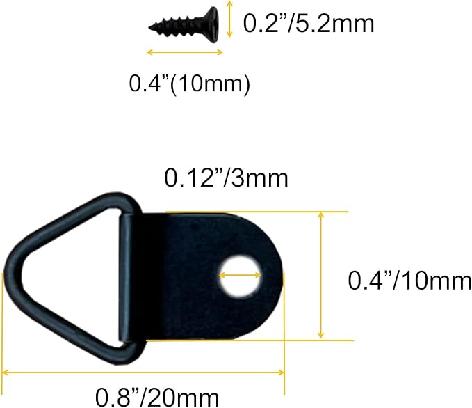 Small Triangle Ring Steel Picture Hangers with Screws Picture Frames Picture Hang Solutions for Hanging Clock Paintings Artwork Picture Frame Hook Photos(100 Pack Black )