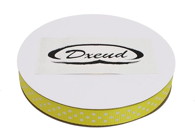 Polka Dot Grosgrain Ribbon 25 Yard Each Roll 100% Polyester (3/8", Yellow)