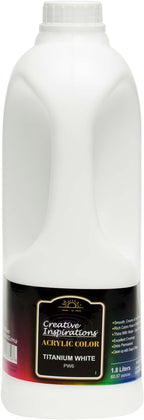 Creative Inspirations Acrylic Paint - Titanium White - 1.8 Liter - Smooth & Creamy Consistency, Vibrant Pigmentation, Great Coverage for Artists - Clean Up with Soap & Water