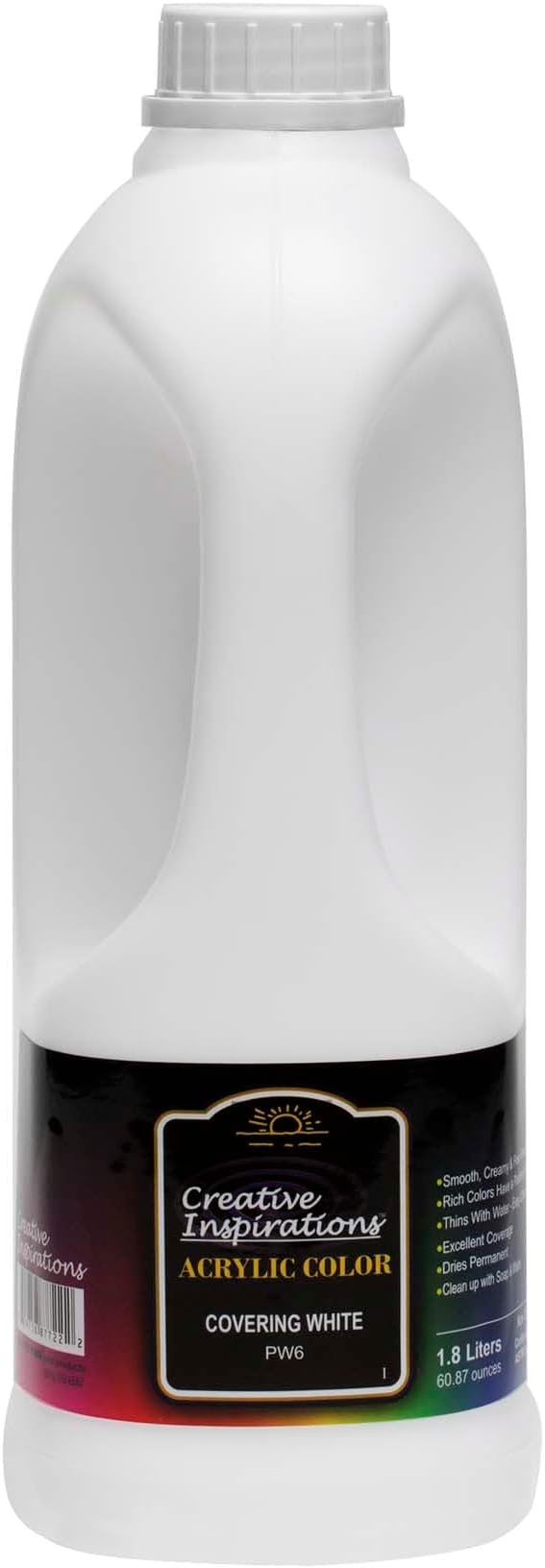 Creative Inspirations Acrylic Paint - Covering White - 1.8 Liter - Smooth & Creamy Consistency, Vibrant Pigmentation, Great Coverage for Artists - Clean Up with Soap & Water