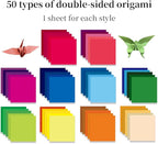 Square Origami Paper 6x6 Double Sided 50 Sheets 50 Colors 70GSM Origami Kit Japanese Chiyo Easy Fold Arts Crafts DIY Handwork Beginner Solid Color