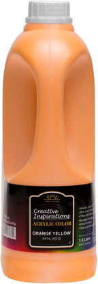 Creative Inspirations Acrylic Paint - Orange Yellow - 1.8 Liter - Smooth & Creamy Consistency, Vibrant Pigmentation, Great Coverage for Artists - Clean Up with Soap & Water