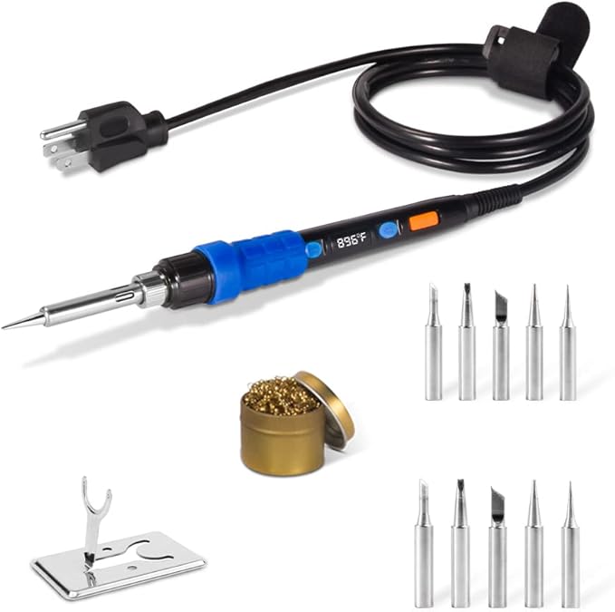 Soldering Iron Kit Solder Gun - 110V 65W Portable Temp Adjustable Pen Type Digital Welding Tools Soldering Iron for Electric PCD Soldering and Desoldering (Pack of 1 Piece with 1 Stand and 1 Cleaner)