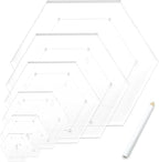 7 Pieces Hexagon Quilting Template with Tailors Chalk Pencil,Acrylic Quilting Rulers Templates with 1/4 Seam Allowance for DIY Sewing Crafts Including 1 Inch,1.5 Inch,2 Inch,3 Inch,4 Inch,5 Inch