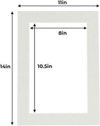 11x14 Mat for 8.5x11 Photo - Precut Grey Picture Matboard for Frames 11 x 14 Inches - Bevel Cut to Display Art 8.5 x 11 Inches - Acid Free Pack of 10 MATS with Backing Boards & Clear Bags