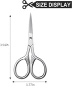 Stainless Steel Small Scissors with Textured Handle - All Purpose for Arts, Crafts, Sewing, Office & Kitchen, Sharp & Durable Cutting Tools -2Pcs