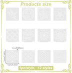 FREEBLOSS Sashiko Embroidery Stencils Sashiko PET Stencil Flowers Embroidery Patterns Stencils for Drawing Sashiko Template for Hand Quilting and Embroidery 14x14cm