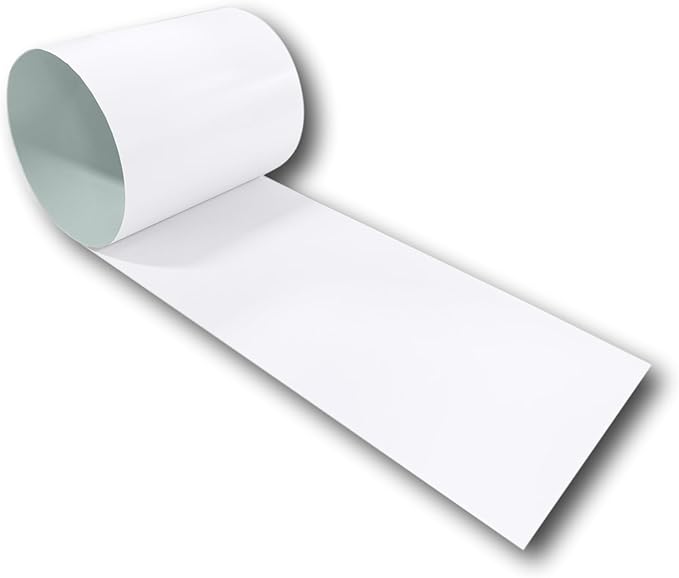 Eagle 1: 24 Gauge KYNAR 500 Sheet Metal Flashing Rolls-10 FT Long-Heavy Duty Pre-Finished Rolls-Commercial Grade-Roofing Flashing, Fascia Cover, Coping Cap-Multiple Sizes (18" x 10 FT, Bright White)