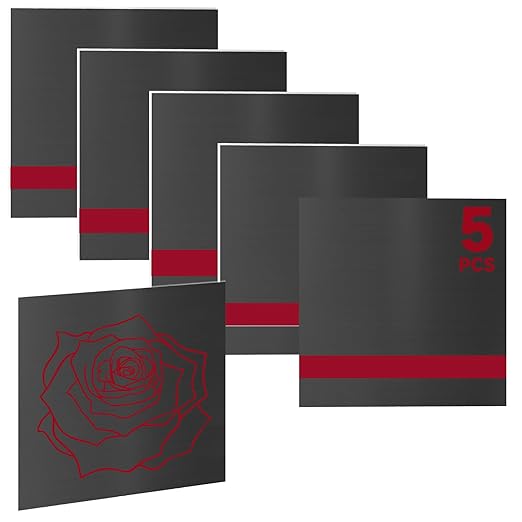 5PCS Laser Engraving Double Color ABS Plastic Sheet,Two-Tone Laserable Engraving Plastic Sheets for Name Badge,Office Label,Laser Artistic Product,Size 11.73" x 11.73",Brushed Black/Red