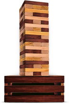 SWOOC Games - Reclaimed Giant Tower Game (Weather Resistant) 60 Blocks + Storage Crate/Outdoor Game Table | Stacks up to 5ft | Giant Outdoor Tower for Adults | Large Yard Activity | Jumbo Lawn Fun