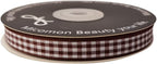 Brown Gingham Ribbon 25 Yards Christmas Ribbon for Crafts Plaid Checked Ribbon 100% Polyester (3/8", Brown)