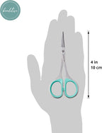 Beaditive Sewing and Embroidery Scissors Set (2 Pc.) Curved and Straight, Sharp, Stainless-Steel Design | Precision Tips, Ergonomic Rubber Handle Grip | Small, Compact DIY Use (1 Curved, 1 Straight)