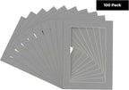 11x14 Mat for 8.5x11 Photo - Precut Mid Grey Picture Matboard for Frames Measuring 11 x 14 Inches - Bevel Cut Matte to Display Art Measuring 8.5 x 11 Inches - Acid Free Pack of 100 MATS