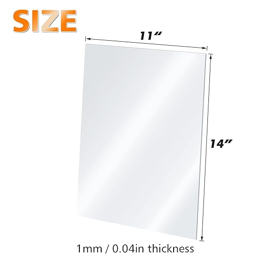 Egofine Plexiglass Sheets Acrylic Sheets 4 Pack of 11x14’’ 0.04 Thick Clear Plastic Cast Transparent Plexi Glass for Crafting Projects, Replacement Picture Frame Glass, DIY Display, Easy to Cut