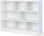 Giantex 8 Cube Bookcase, Freestanding 3-Tier Open Bookshelf, Modern Storage Display Cabinet, Wood Cube Storage Organizer for Living Room, Kid’s Room, White