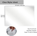 Transparent Blank Mylar Stencil Sheets for Cutting, 16" x 24" 7.5 mil/0.19mm Thick 8 Sheets.Gift, Acetate Template Material, Craft Plastic Sheets (16×24” /7.5 mil)