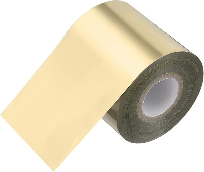 PATIKIL 2"x400Ft Hot Stamping Foil Paper, Heat Transfer Hot Stamping Paper Foil Roll for Leather DIY Logo Decor Craft Gift Package Scrapbook Card, Light Gold