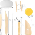 8 Pieces Wooden Pottery Sculpting Clay Cleaning Tool Set, Includes Clay Cutting, Modeling, Trimming Tools, for Beginner Level Pottery and Smoothing, Cleaning, Carving, Shaping and Sculpting
