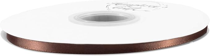 Humphrey's Craft 1/4 Inch Brown Double Faced Satin Ribbon - 50 Yards Variety of Color for Crafts Gift Wrapping DIY Bows Bouquet Decoration Sewing Christmas Tree Wedding and Invitation Card.