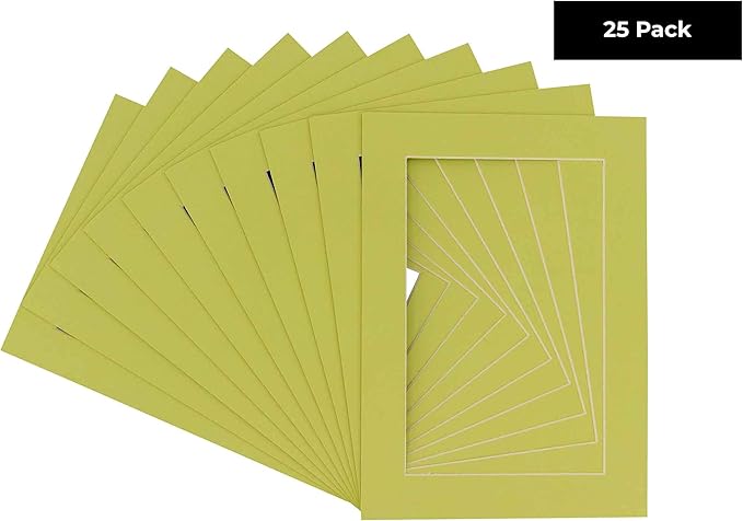 5.5x8.5 Mat for 8.5x11 Frame - Precut Mat Board Acid-Free Show Kit with Backing Board, and Clear Bags Pistachio Green 5.5x8.5 Matte For a 8.5x11 Picture Frame Matboard for Framing, Pack of 25 Mats