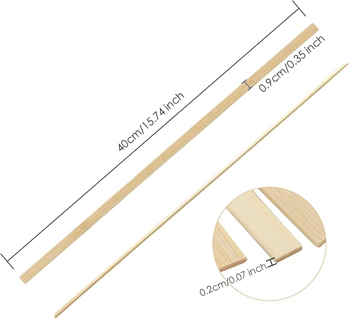 Pllieay 200 Pieces Bamboo Sticks Wood Extra Long Sticks for Crafting (15.7 Inches Length × 3/8 Inches Width)