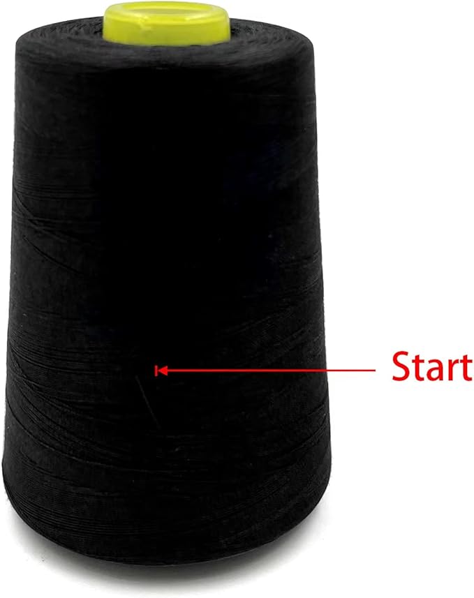 Tortoise 4 Cones of 3000 Yards Each Spool Thread for All Purpose Sewing, Serger, Overlock, Quilting, Machine - 100% Polyester - 20S/2 Black