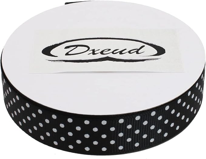 Polka Dot Grosgrain Ribbon 25 Yard Each Roll 100% Polyester (3/4", Black)