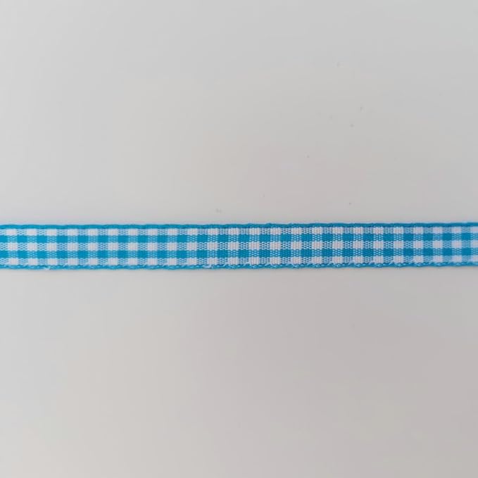 Micomon Vivid Blue and White Woven Edge Plaid Ribbon 100% Polyester Gingham Ribbon 25 Yards Each Roll (3/8",Vivid Blue)