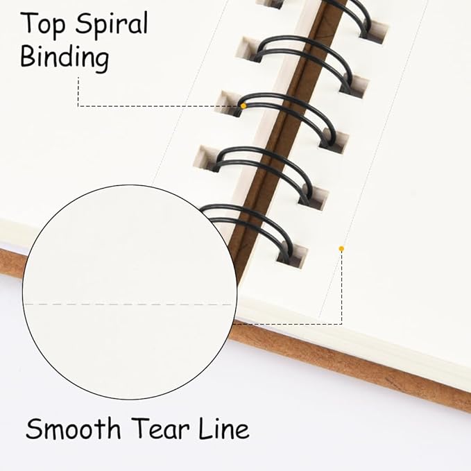8.3x5.8 Sketch Book, Top Spiral Bound Sketch Pad, 60sheets 92lb/150gsm Nature White Paper, Acid-Free Mixed Media Paper for Painting, Dawing & Art Supplies.N-Coffee