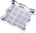 1PC Acrylic Stamp Blocks with Grid Lines, Transparent with Curve Edges Essential Stamping Tools for Scrapbooking Crafts Making (7.5x7.5cm)