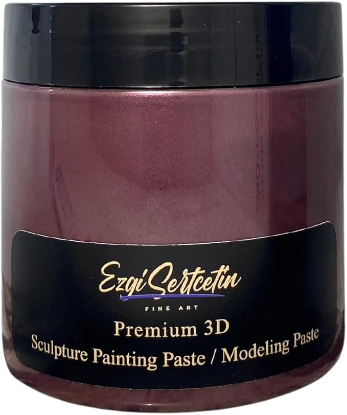 3D Sculpture Painting Paste|Texture Paste|Decorative Plaster|Ready to Use|Unique Colors|Ideal for Artwork|Stencil|Flowers|Texture|Art Relief| 6 oz (Metallic Burgundy)