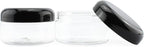Cornucopia Brands 8oz Clear Plastic Jars w/Black Plastic Lids (6-Pack); BPA Free PET Stackable Containers for Bathroom & Kitchen Storage & Cosmetics