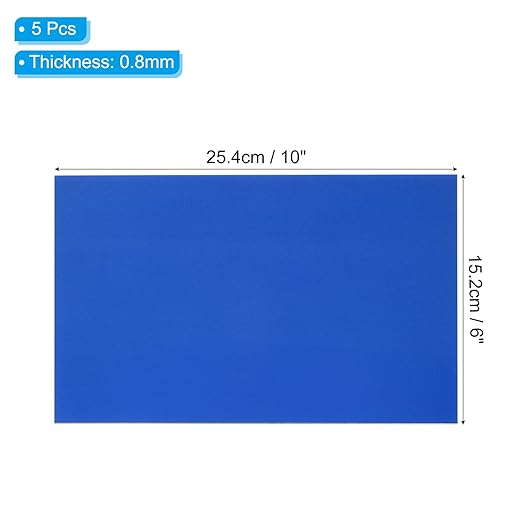 PATIKIL 6x10 Inch Anodized Aluminum Sheet Metal, 5Pcs Laser Plates Engraving Blanks 0.5MM Thin Rectangle for Crafting DIY House Laser Engraving, Blue