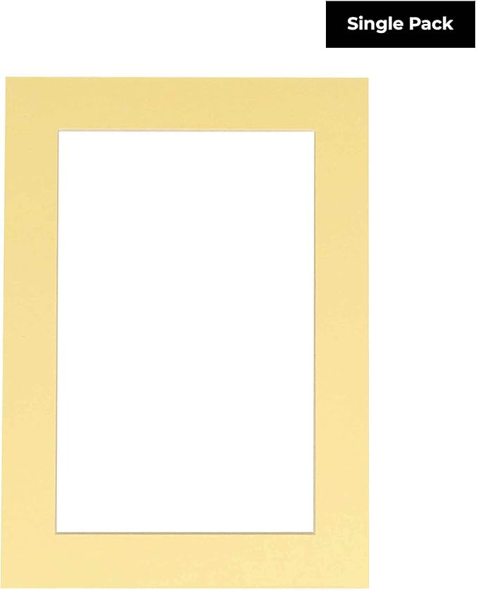8x10 Mat Bevel Cut for 5x8 Photos - Acid Free Soft Yellow Precut Matboard - For Pictures, Photos, Framing - 4-ply Thickness